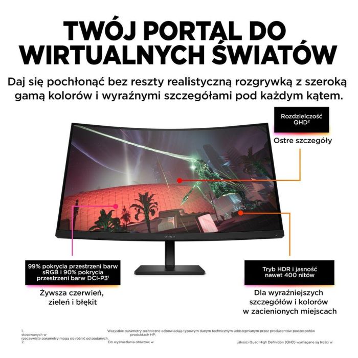Monitor HP 780K6E9#ABB 31,5" HDR VA Flicker free 165 Hz 8 Monitor HP 780K6E9#ABB 31,5" HDR VA Flicker free 165 Hz 8