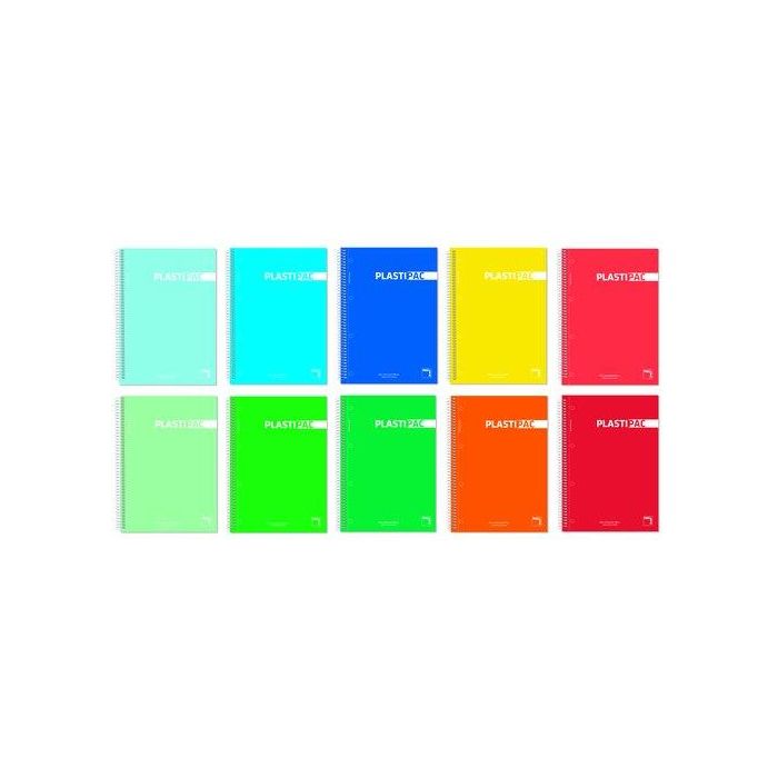 Bloc Pacsa Plastipac Micro.Tapa Pp A4 100H Liso 90G 5 Col. Banda Surtido (10 Col.) 4 unidades