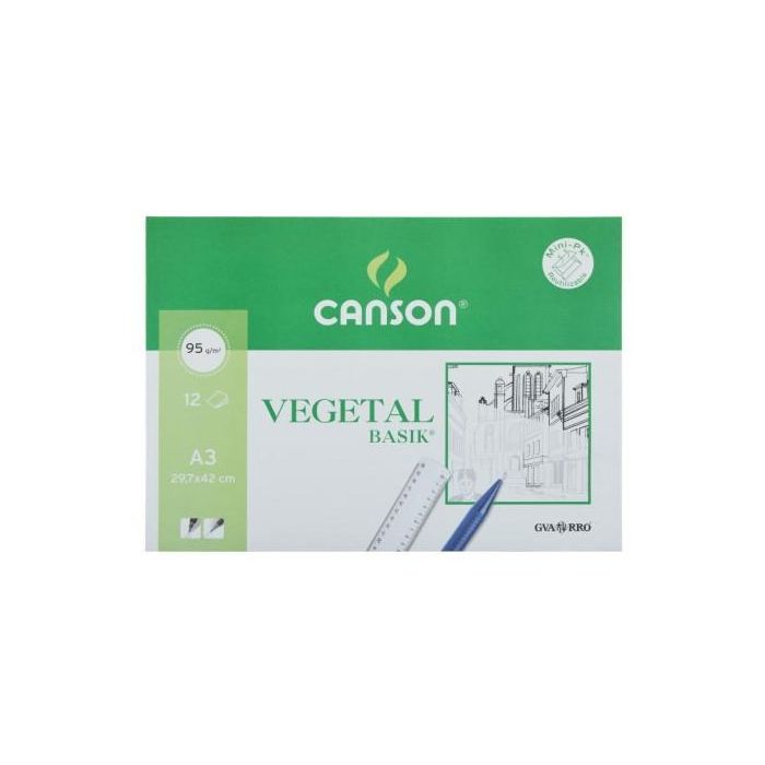 Canson Minipack Vegetal Basik 12 Hojas 29,7x42 cm -Sobre Unitario-