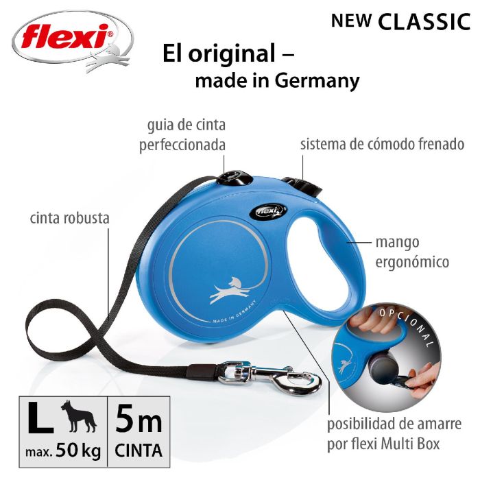 Flexi New Classic Correa para Perros L Cinta 5M Azul 0 Flexi New Classic Correa para Perros L Cinta 5M Azul 0