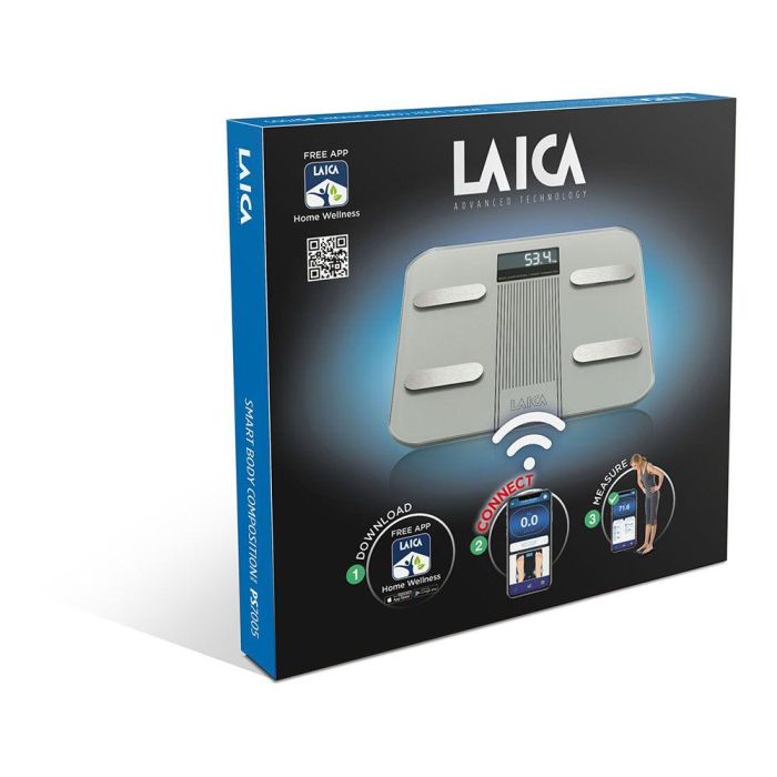 Laica PS7005 Balanza de Baño Digital Bluetooth Composición Corporal Inteligente Plata 180Kg