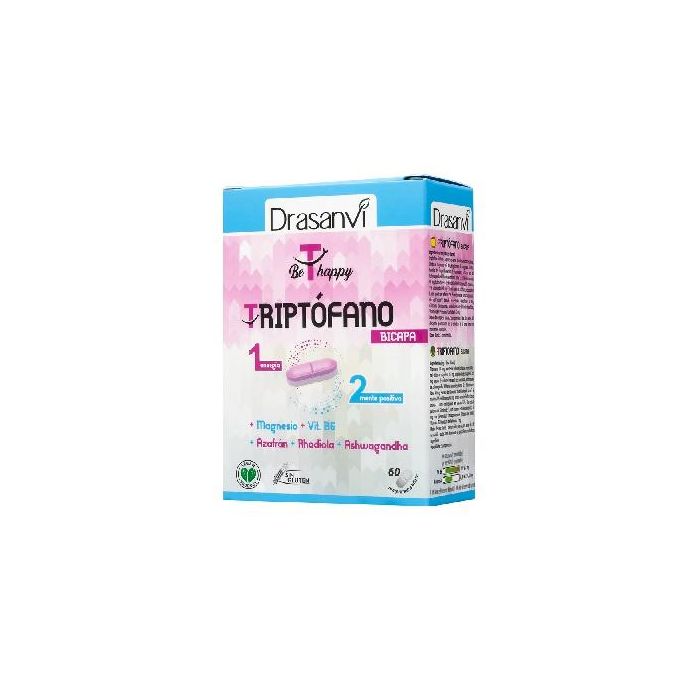 DRASANVI Triptófano Bicapa con Magnesio, Azafrán, Rhodiola, Ashwagandha y Vitamina B6 60 Comprimidos Liberación Prolongada