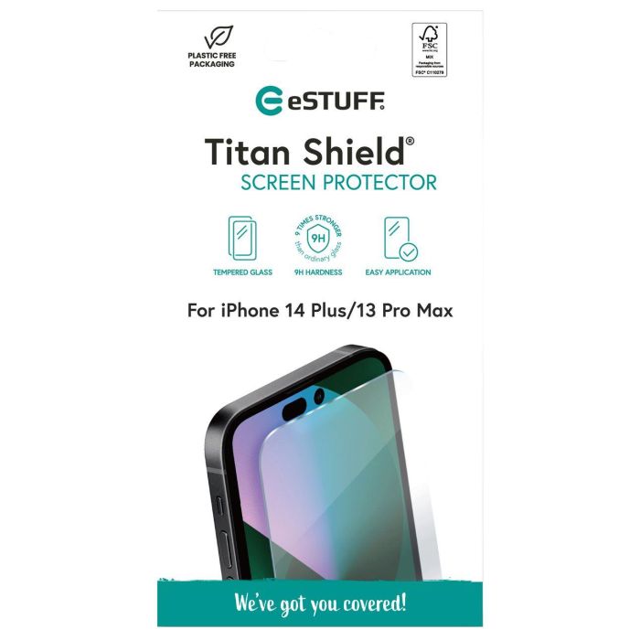eSTUFF iPhone 14 Plus/13 Pro Max Screen Protector. Titan Shield® 1 eSTUFF iPhone 14 Plus/13 Pro Max Screen Protector. Titan Shield® 1