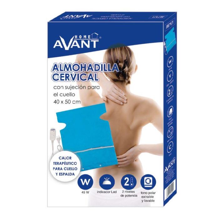 AVANT Almohadilla Eléctrica con Sujeción para el Cuello, Térmica, Tamaño 40x50 cm, 45 W, 2 Temperaturas