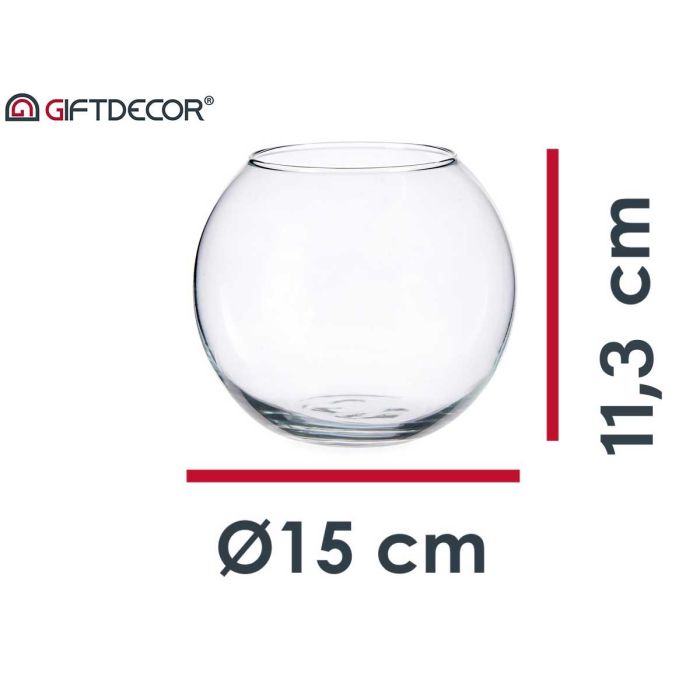 Pecera Pequeña Giftdecor 15 cm - Vidrio Transparente 1500 ml (12 Unidades) 4 Pecera Pequeña Giftdecor 15 cm - Vidrio Transparente 1500 ml (12 Unidades) 4
