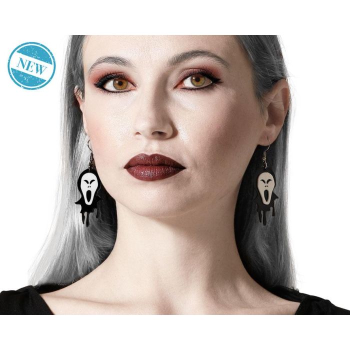 Pendientes de Fantasma Blanco y Negro Halloween para Niños y Adultos