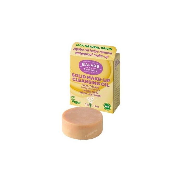 BALADE EN PROVENCE Aceite Desmaquillante Sólido con Aceite de Jojoba 32 Gr para Maquillaje Resistente al Agua