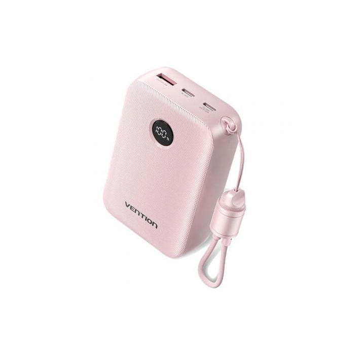 Vention FKBP0-C Powerbank 20000mAh 22.5W Rosa con Cable USB-C Desmontable - Apto para Viajes en Avión