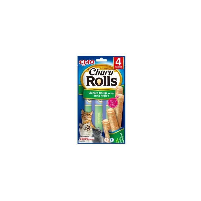 Churu Cat Rolls de Atún para Gatos - Snacks en Sticks Suaves 4 x 10g