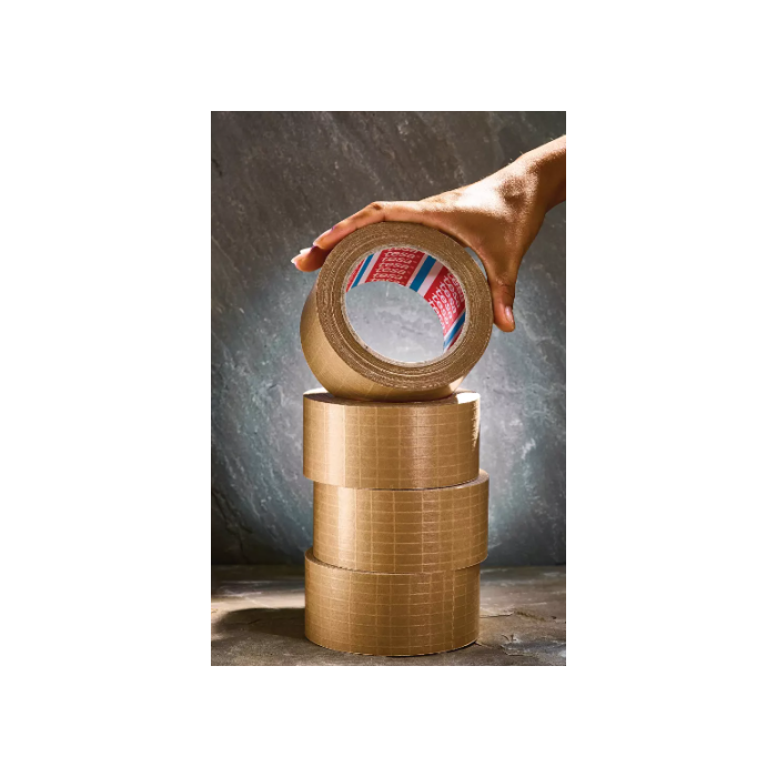 TESA 60013-00000-00 Pack 6 Rollos Papel Marrón Cinta Embalaje Reforzado Filamentos Fibra Vidrio 25m x 50mm 6