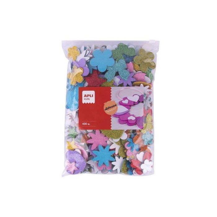 Goma Eva Apli Formas Adhesivas Con Purpurina Surtido Bolsa De 450