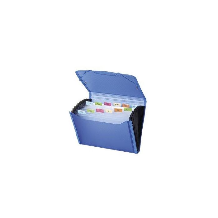 Clasificador Acordeon Carchivo Dune Pp Ribete A5 13 Dptos.(A-Z) Con Gomas Azul 4 unidades
