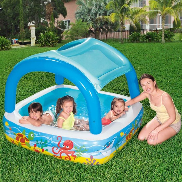 Bestway Piscina Hinchable Infantil Techo Desmontable 140x140x114 cm +2 Años Jardin 52192 11