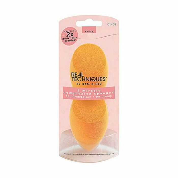 Real Techniques Miracle Complexion Sponge Duo Esponja Maquillaje 2 Unidades - Sin Látex, Uso Húmedo/Seco, 3 en 1, Cruelty Free y Vegano 1 Real Techniques Miracle Complexion Sponge Duo Esponja Maquillaje 2 Unidades - Sin Látex, Uso Húmedo/Seco, 3 en 1, Cruelty Free y Vegano 1