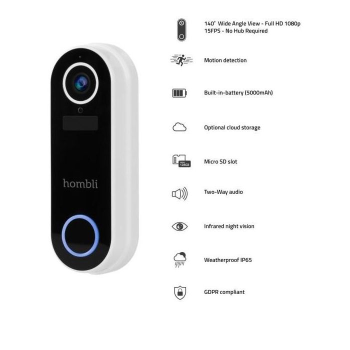 Hombli smarte Türklingel 2 (weiß) + Gong 2 Hombli smarte Türklingel 2 (weiß) + Gong 2