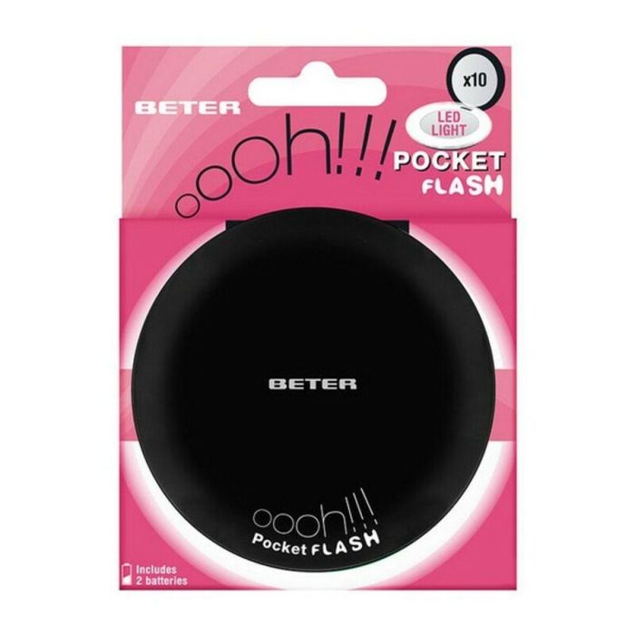 Beter Espejo Ohh! Pocket Flash Con Luz Y Aumento X10 #Negro