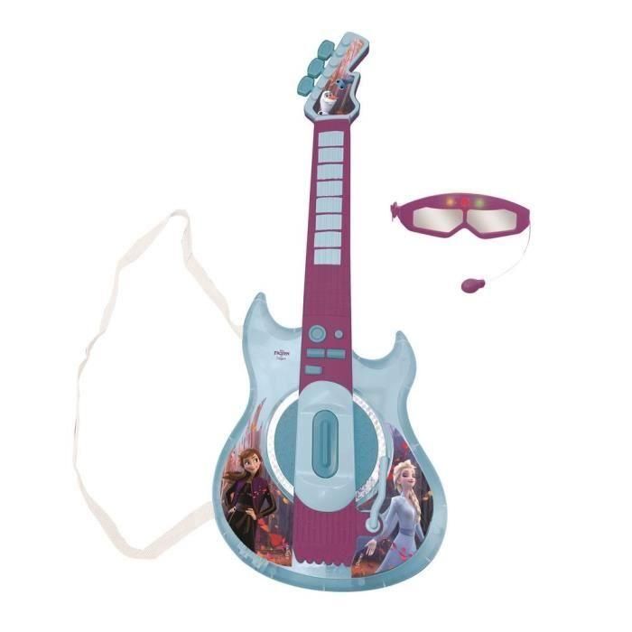 Lexibook Guitarra Electrónica Frozen Luminosa con Micrófono y Gafas. Incluye 2 Modos de Juego para Crear Solos y Melodías.