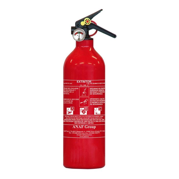 Anaf Group Extintor Polvo 1kg Fuego ABC Eficacia 5A 34B Certificado MED