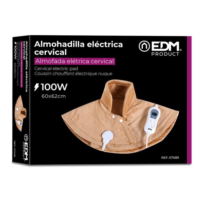 Edm Almohadilla Eléctrica Cervical 100W 60x62cm Mando Extraible 3 Temperaturas Apagado Automático 1 Edm Almohadilla Eléctrica Cervical 100W 60x62cm Mando Extraible 3 Temperaturas Apagado Automático 1