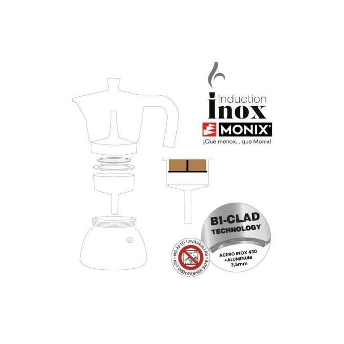 Monix M863009 Cafetera Italiana Induction Inox 9 Tazas Negra Apta Inducción Acero Inoxidable y Aluminio 2 Monix M863009 Cafetera Italiana Induction Inox 9 Tazas Negra Apta Inducción Acero Inoxidable y Aluminio 2