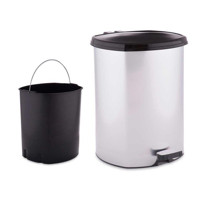 Papelera de plástico con pedal plateada Berilo 11L - 26x33x30 cm (6 Unidades) Papelera de plástico con pedal plateada Berilo 11L - 26x33x30 cm (6 Unidades)