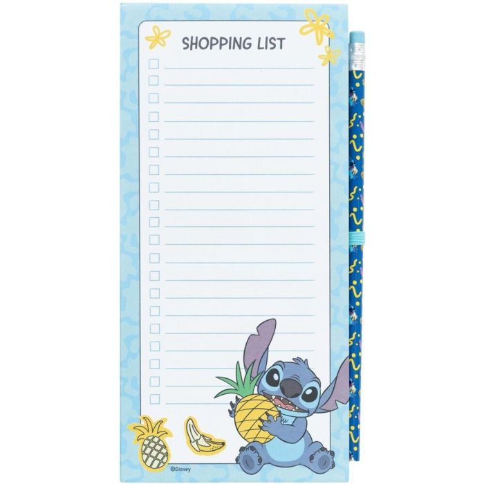 Disney Bloc de Notas Magnético Stitch, 21x10cm con 65 hojas, imanes traseros