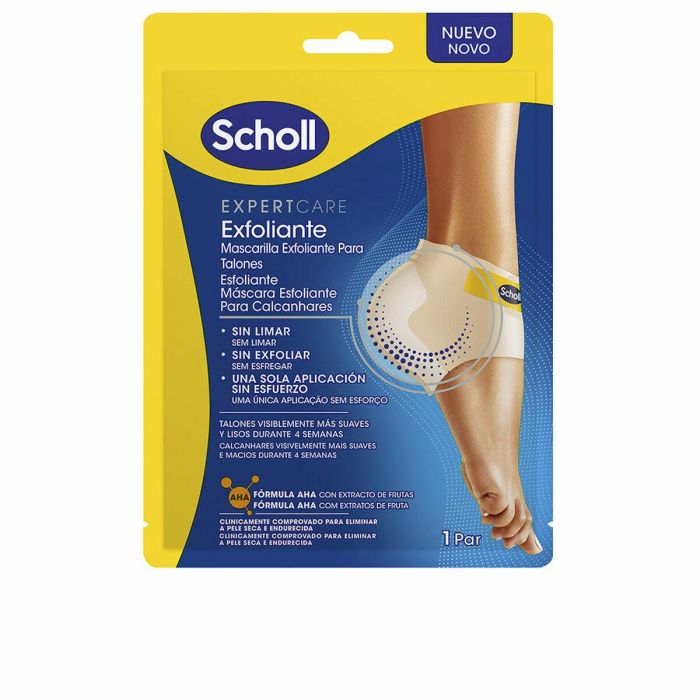 Scholl Mascarilla Exfoliante Talones EXPERT CARE para Piel Seca y Dura con AHA, Doble Acción, Suavidad hasta 4 Semanas, 1 Ud.