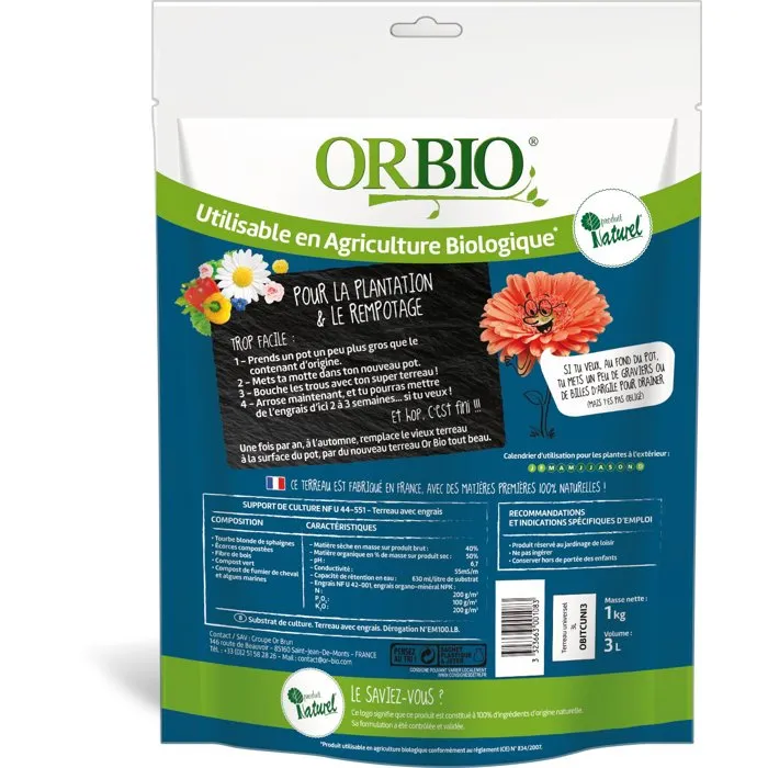 Orbio Tierra Universal para Macetas, Color Azul, Capacidad 3 Litros