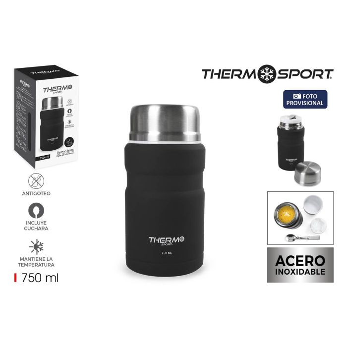 Termo para Comida Thermosport Acero Negro 750 ml (6 Unidades) Termo para Comida Thermosport Acero Negro 750 ml (6 Unidades)
