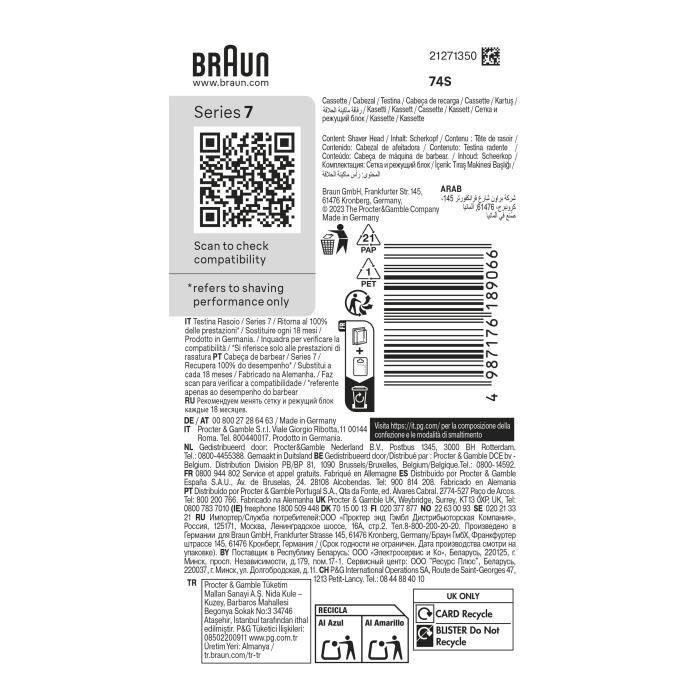 Braun BRA4987176189066 - Cabezal de Afeitado Serie 7 con 3 Cuchillas Flexibles, Cabezal Flexible 360°, Fabricado en Alemania 5