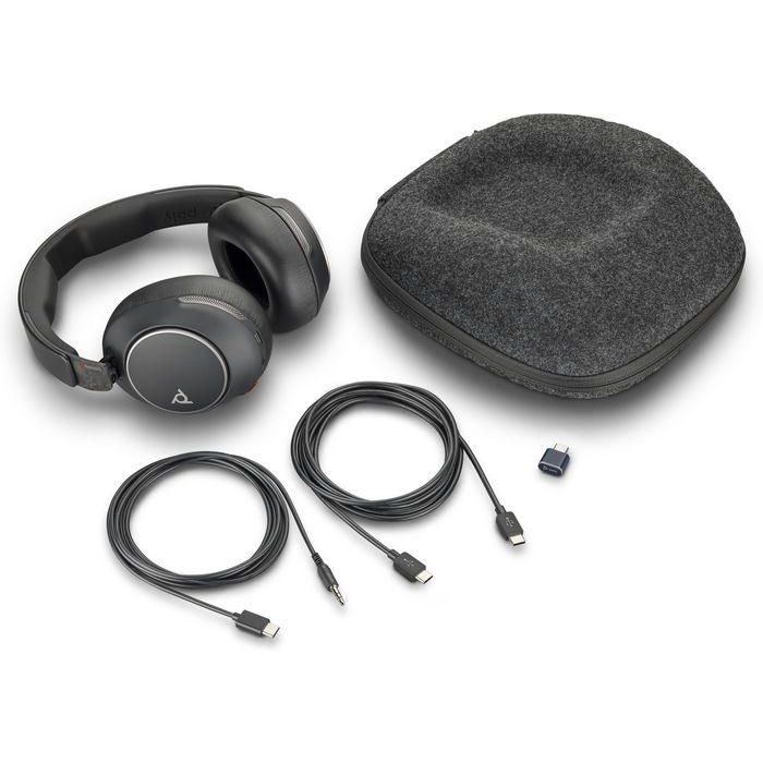 HP Voyager Surround 80 UC Auriculares Bluetooth Over-Ear con Cancelación de Ruido Adaptativa y Adaptador USB-C/A