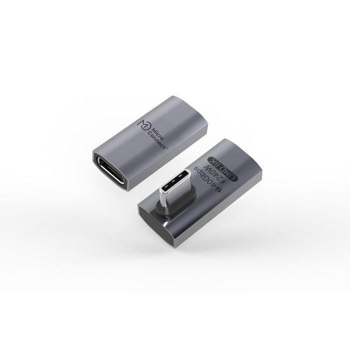 MicroConnect USB-C male-female angeled straight adapter, 240W, 40Gbps, USB4 Gen 3x2 MicroConnect USB-C male-female angeled straight adapter, 240W, 40Gbps, USB4 Gen 3x2