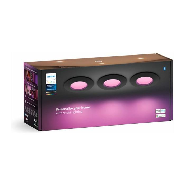 Philips White & Col. Amb. Slim Recessed 90mm 3er schwarz Luz LED Empotrada Color y Blanca 1000 lm Negro 5