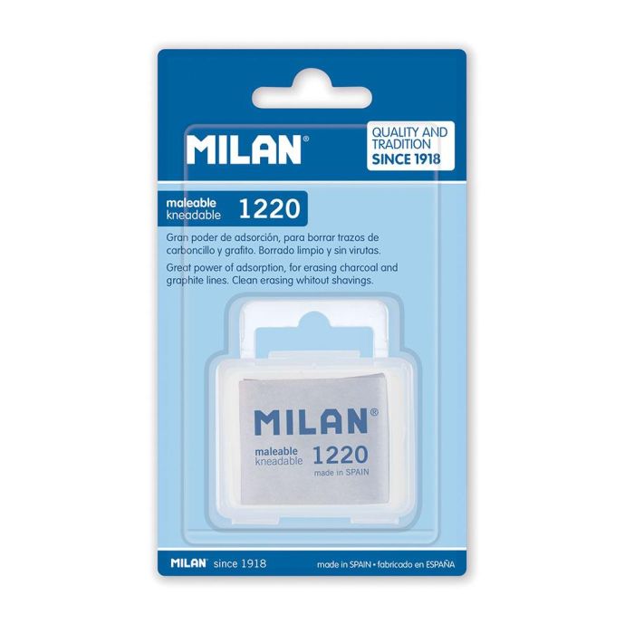 Milan Goma Maleable 1220 Blister - Gran poder de adsorción, ideal para carboncillo y pastel, borrado limpio 1 Milan Goma Maleable 1220 Blister - Gran poder de adsorción, ideal para carboncillo y pastel, borrado limpio 1