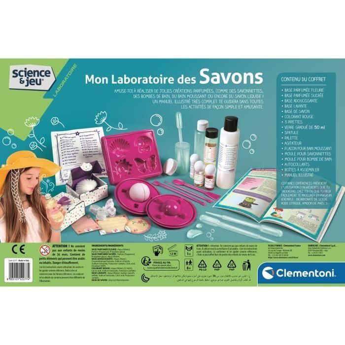 Clementoni Science & Jeu - My Laboratory of Soaps | Kit Científico para Niños: Crea Jabones Perfumados y Seguros con Manual Ilustrado y Experimentos 3
