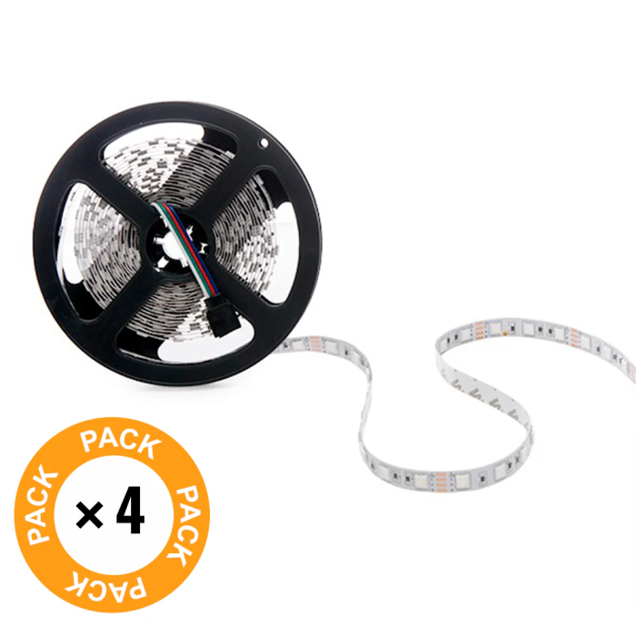 Pack 4 Tiras LED 72W 4200Lm 300 X SMD5050 12VDC IP33 x5M 40.000H [PL-219012-RGB-IP33-PK4-AP] 1