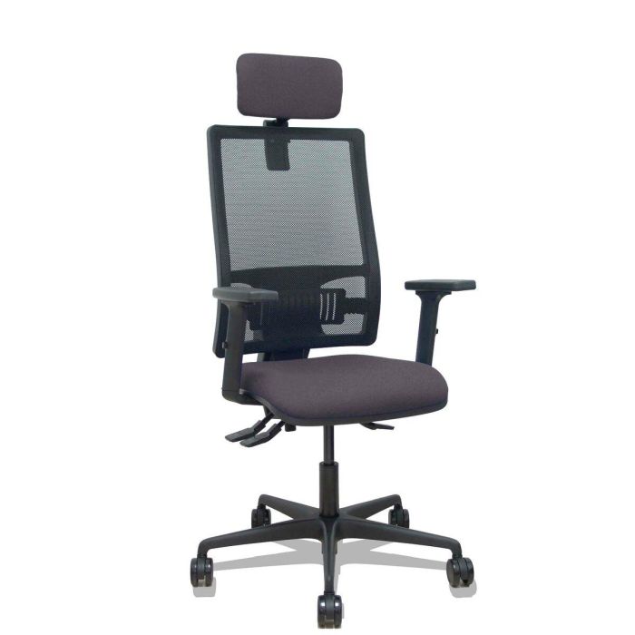 PIQUERAS Y CRESPO Silla Bormate asincro malla negra asiento bali gris oscuro brazos 2D ruedas 65mm cabecero regulable PIQUERAS Y CRESPO Silla Bormate asincro malla negra asiento bali gris oscuro brazos 2D ruedas 65mm cabecero regulable