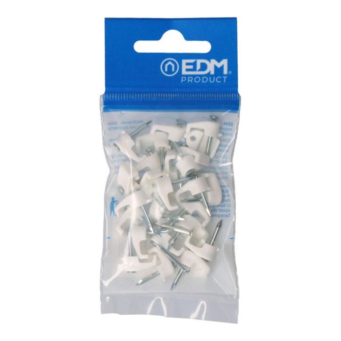 Edm Grapa blanca para cable manguera plana 2x1,5mm n°1 (blister 25 unid.)
