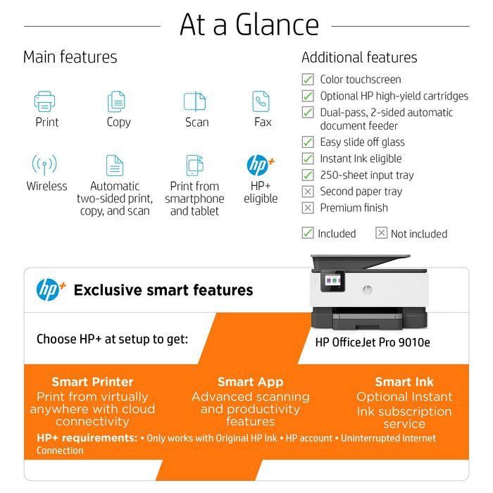 HP 9010e OfficeJet Pro All-in-One Impresora, Imprime, Copia, Escanea, Fax, WiFi, Doble Cara Automática, 22ppm, A4, HP+ 3
