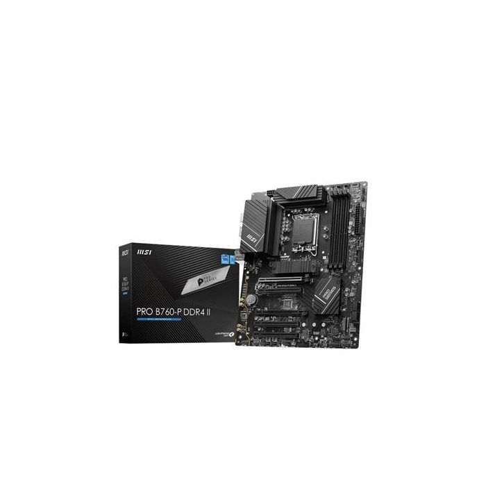 MSI PRO B760-P DDR4 II Placa Base, LGA 1700, B760, 4xDDR4, 128GB, HDMI+DP, 4SATA+2M.2, USB 3.2+USB-C, 2.5GB LAN, ATX - 911-7E29-001 MSI PRO B760-P DDR4 II Placa Base, LGA 1700, B760, 4xDDR4, 128GB, HDMI+DP, 4SATA+2M.2, USB 3.2+USB-C, 2.5GB LAN, ATX - 911-7E29-001