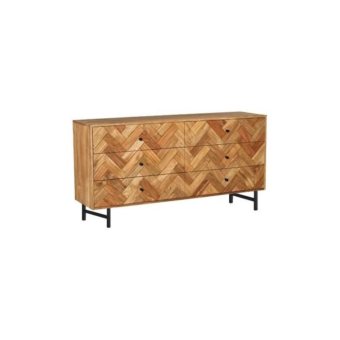 DKD Home Decor Cómoda Moderna de Acacia y Metal 40 x 76 x 150 cm