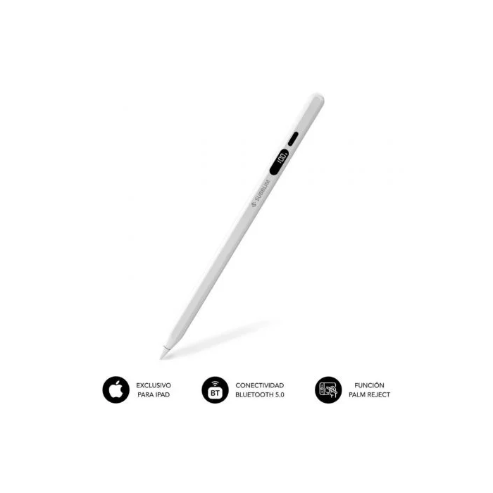 Subblim Lápiz Electrónico NoteFlow Pen para iPad Blanco SUBPEN-IOS001 con Pantalla de Batería y Palm Rejection, Compatible iPad 2018-2025 1 Subblim Lápiz Electrónico NoteFlow Pen para iPad Blanco SUBPEN-IOS001 con Pantalla de Batería y Palm Rejection, Compatible iPad 2018-2025 1