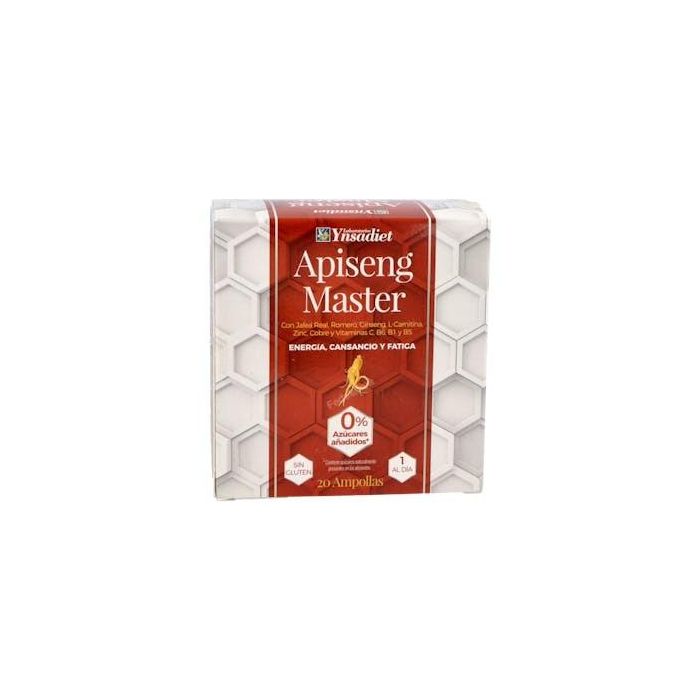 YNSADIET Apiseng Master Sport Forte, complemento alimenticio de Jalea Real y Ginseng para deportistas, 20 ampollas