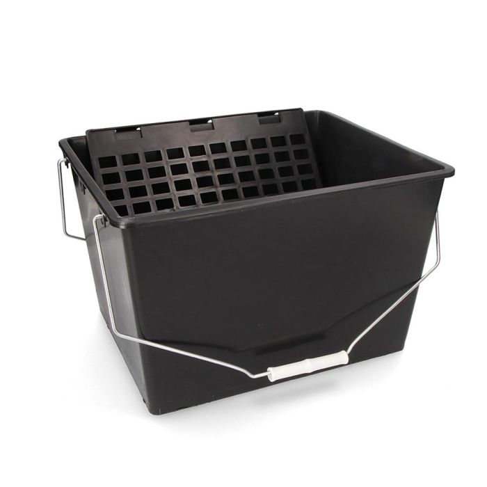 Edm Cubo para pintura 16 litros, plástico negro con rejilla