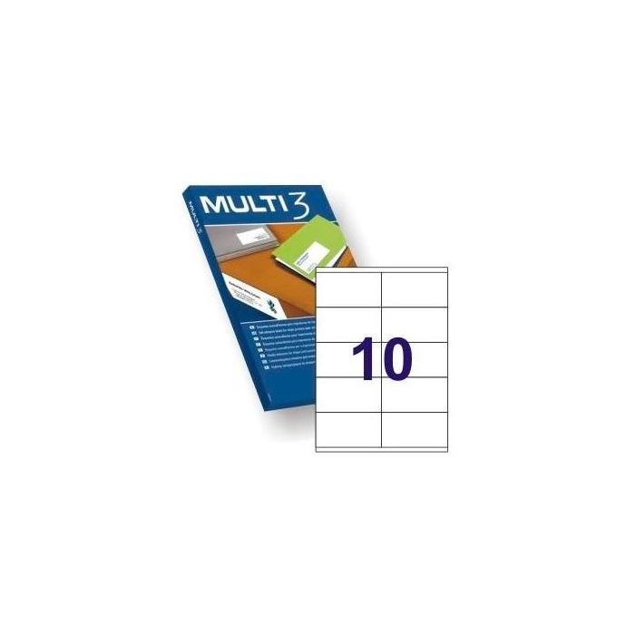 Multi-3 Etiquetas Adhesivas 105x57 mm Inkjet-Láser C-Rectos 10 X 500H Blanco Multi-3 Etiquetas Adhesivas 105x57 mm Inkjet-Láser C-Rectos 10 X 500H Blanco