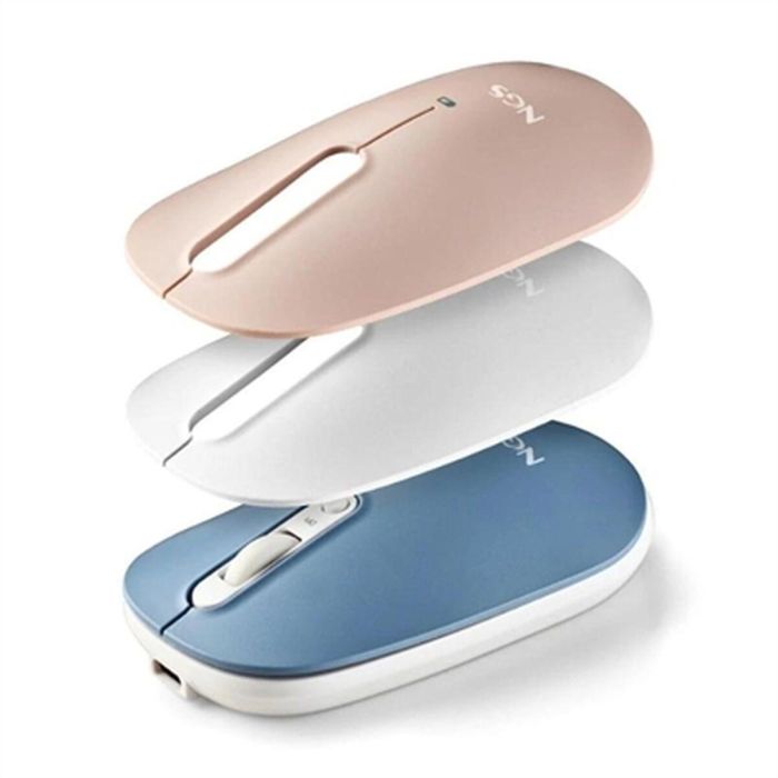 Ratón Inalámbrico por Bluetooth NGS Shell-RB/ Batería recargable/ Hasta 1600 DPI/ Azul/ Blanco/ Rosa