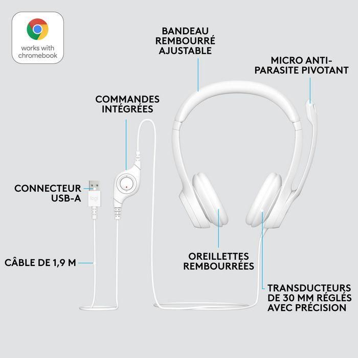 Logitech H390 Auriculares para Ordenador USB-A con Micrófono con Cancelación de Ruido y Controles en Línea 10