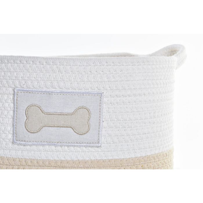 DKD Home Decor Cesta Blanco Crema Algodon Set de 2 Piezas 43 x 30 x 23 cm DKD Home Decor Cesta Blanco Crema Algodon Set de 2 Piezas 43 x 30 x 23 cm