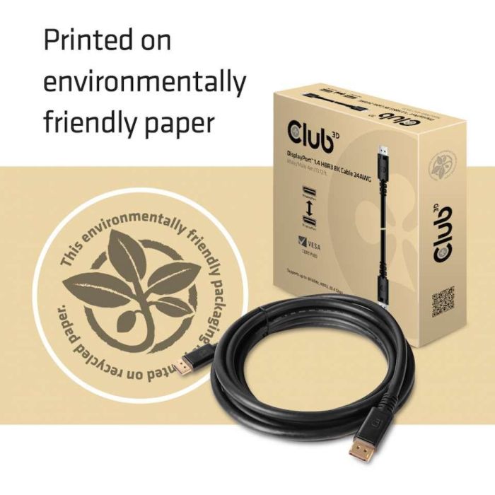 Club3D Cable DisplayPort 1.4 HBR3 4m, 8K 60Hz Macho/Macho, 32.4Gb/s, Conectores Dorados Certificado VESA 5 Club3D Cable DisplayPort 1.4 HBR3 4m, 8K 60Hz Macho/Macho, 32.4Gb/s, Conectores Dorados Certificado VESA 5