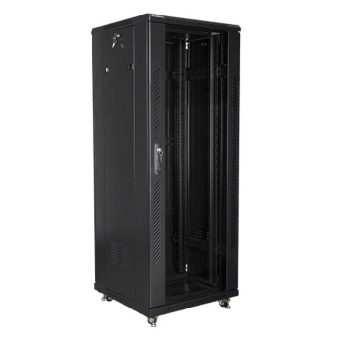 Lanberg FF01-6632-12B Armario Rack de Suelo 32U 600x600x1603 mm Negro con Ruedas y Puertas con Cerradura 1